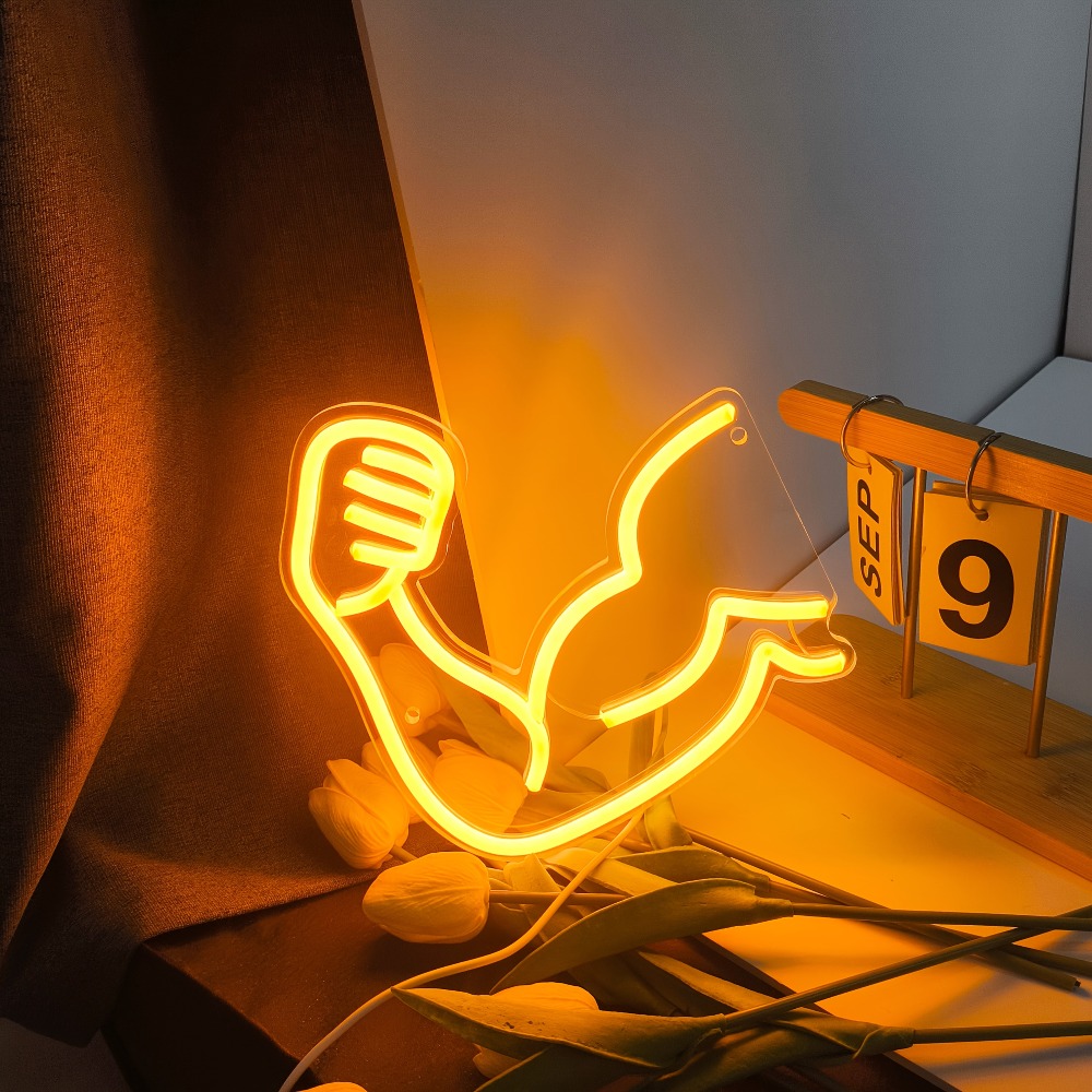 Home Gym Neon Sign - フィットネスモチベーションライト - マッスルネオンサイン - USB給電式LEDジム壁飾り（家庭、部屋、バー、ボクシングクラブ、トレーニングセンター用）