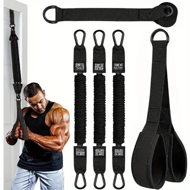 Home Gym Routine - レジスタンスバンドセット 三頭筋ロープ ホームジム フィットネス プルロープ 筋力トレーニング器具