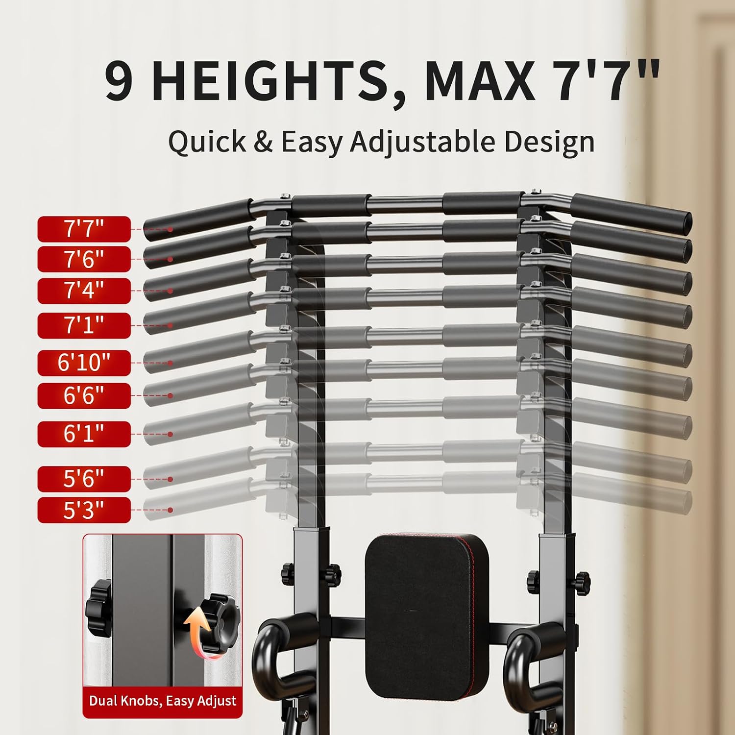 家庭用ジム向けのパワータワー・プルアップバー。自立式で多機能 - Leg Home Gym Workout のレビューと価格