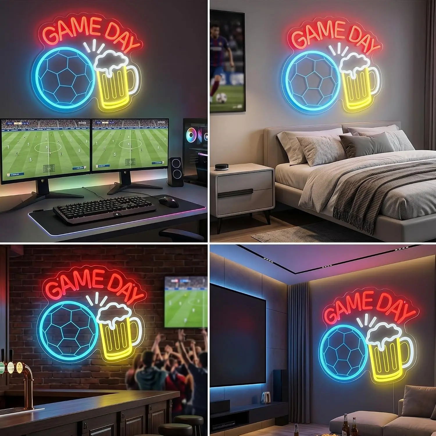 LEDネオンサイン、サッカーネオンライト、USB電源、壁掛け - Home Gym Neon Sign のレビューと価格