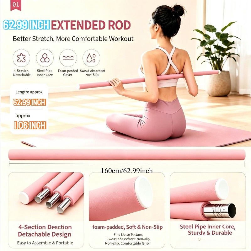 取り外し可能なボディストレッチ棒、ヨガ用、背中や肩の開きを意 - Home Gym Yoga のレビューと価格